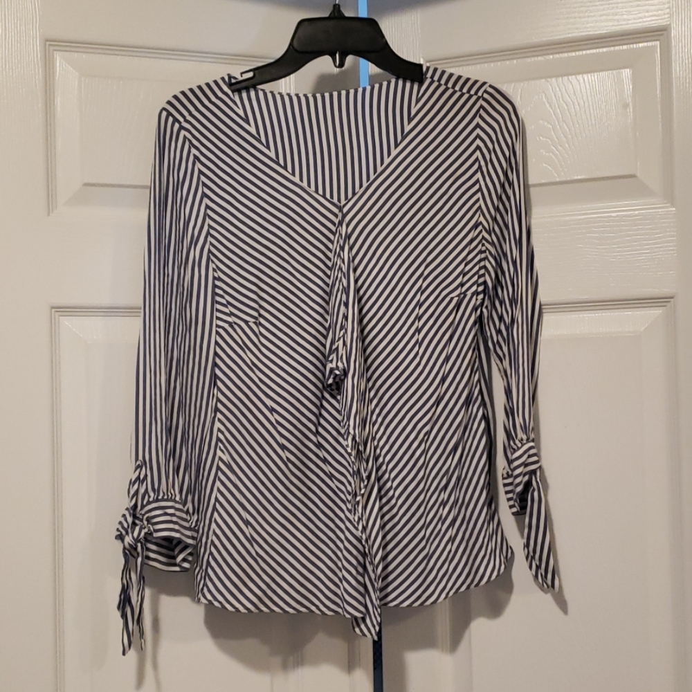 Chico blue and white striped blouse